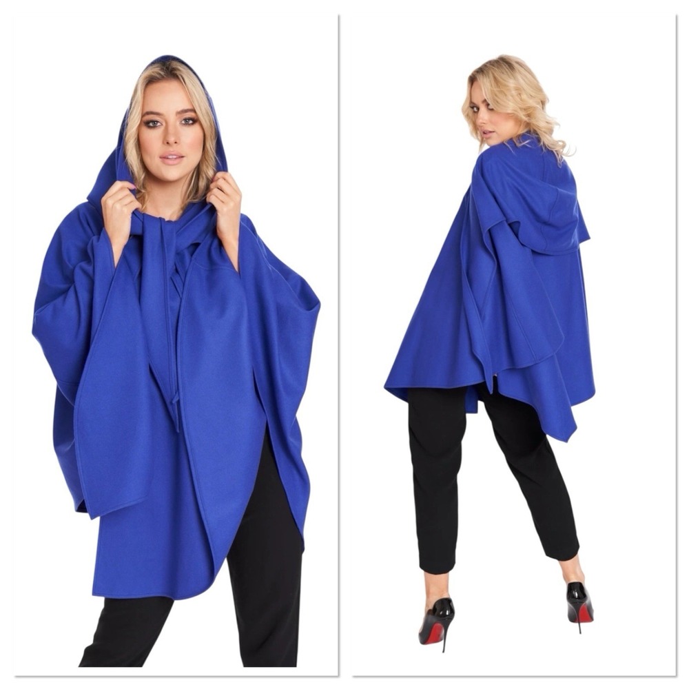 Jimmy Hourihan Cashmere & Wool Cape Purple Wrap Hood Button Snap One Size Vtg